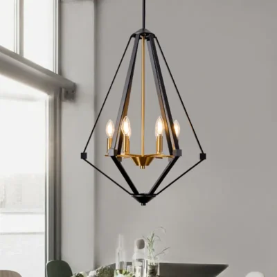 Modern minimalist chandelier/pendant light, farmhouse style chandelier makes your home more cozy. Living room chandelier/pendant light, kitchen island chandelier/pendant light, bedroom chandelier/pendant light, chandelier suitable for installation over dining table.This chandelier is in natural wood color with high-quality metal frames, forming a semicircular hollow cage, combining a modern and traditional feel to your home