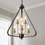 Modern minimalist chandelier/pendant light, farmhouse style chandelier makes your home more cozy. Living room chandelier/pendant light, kitchen island chandelier/pendant light, bedroom chandelier/pendant light, chandelier suitable for installation over dining table.This chandelier is in natural wood color with high-quality metal frames, forming a semicircular hollow cage, combining a modern and traditional feel to your home
