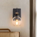 Modern Minimalist Style Wall Sconce,Wall Lights,Dimmable Wall Sconce,Crafted from metal with hand-blown glass shade, our versatile sconce makes a brilliant addition to an entry, hallway, or bathroom. Clean and simple shape glass shades fixed by painted bronze thumbscrews, matching the fixture for sleek precision. Budget-friendly set of two-wall sconces is a great lighting solution for your daily routine use.