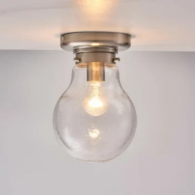 The Bubble Glass Ceiling Lamp is the earliest work of the bubble glass series. It adopts German high specification technology, aluminum base is decorated with brushed nickel technology, and the design of the bubble glass lamp shade makes the whole space bright, warm and romantic. The simple design makes its surface easy to clean, which is the best choice for DIY people!
