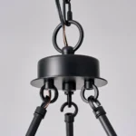 Farmhouse style meets modern minimalist on this Crystal Wood Flyer Chandelier. This vintage-style linear chandelier is compatible with sloped ceilings. 6 irregularly shaped glass lampshade perches on the wooden round base, each designed to house an E12 candelabra base bulb (not included) that adds a candle style to this linear chandelier. Let the warm glow of this embrace you with this farmhouse kitchen island chandelier rustic matte black and wood-like finish.
