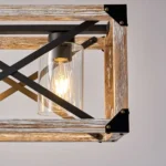 Full of modern farmhouse style, this Cuca Chandelier features a classic rectangular silhouette with 4 exposed lights(Not included) that will enhance the brightness of any room. It features not only exposed light bulbs, but a wooden rectangular frame with black metal lines crisscrossing the middle, giving it a farmhouse style yet an industrial aesthetic. We love to hang this farmhouse wheel chandelier in a living room, dining room, kitchen island, and entryway to enjoy a chic farmhouse look.