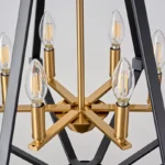 Diamond Epazo Pendant Light is a very American industrial style pendant light, the overall frame is made of black stainless steel with an openwork diamond frame, the center base is made of brass in the shape of a candelabra, and there are a total of six light sources to provide illumination, which is perfect for your minimalist home décor.