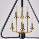 The combination of black and gold looks luxurious and noble. This chandelier is also the main recommendation of ins bloggers. The triangle Its shape makes it unique. If you also pay attention to home design, you definitely can’t miss this chandelier!This pendant lamp combines retro, industrial and modern styles of design. Make your house decoration look more elegant and fashionable.It has a total of 6 bulbs. The light bulbs are arranged in different ways to make the entire lamp look more layered.