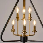 The combination of black and gold looks luxurious and noble. This chandelier is also the main recommendation of ins bloggers. The triangle Its shape makes it unique. If you also pay attention to home design, you definitely can’t miss this chandelier!This pendant lamp combines retro, industrial and modern styles of design. Make your house decoration look more elegant and fashionable.It has a total of 6 bulbs. The light bulbs are arranged in different ways to make the entire lamp look more layered.