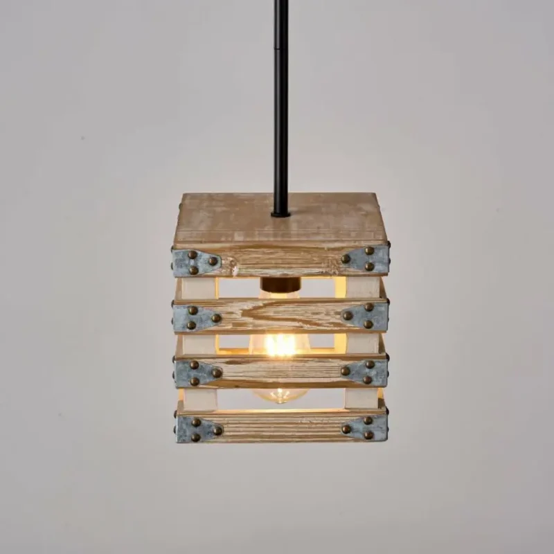 The pendant light’s wood textured framework enhances the farmhouse accent, as well as gives a retro feeling to the house. This light fixture captures the essence of a design era known for its clean lines, organic forms, and functional elegance, now revitalized for today’s discerning tastes. Ideal for a foyer, dining room, kitchen, breakfast nook, entryway, or bedroom in rustic farmhouse-style settings.
