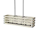 Era 6 Chandelier. Farmhouse in its elegance, this wood rectangle linear chandelier is one of a kind choice for your home. The rectangle shape has a wooden frame that encases 6 bulbs (not included) with a linear design. Give your kitchen island, dining room, or entryway a refined traditional look with the Era 6 Chandelier. The wood rectangle linear chandelier keeps its farmhouse charms and will shine its brightest when installed in a home with wood nature to strengthen the warmth.