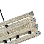 Era 6 Chandelier. Farmhouse in its elegance, this wood rectangle linear chandelier is one of a kind choice for your home. The rectangle shape has a wooden frame that encases 6 bulbs (not included) with a linear design. Give your kitchen island, dining room, or entryway a refined traditional look with the Era 6 Chandelier. The wood rectangle linear chandelier keeps its farmhouse charms and will shine its brightest when installed in a home with wood nature to strengthen the warmth.
