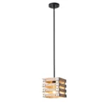 The pendant light’s wood textured framework enhances the farmhouse accent, as well as gives a retro feeling to the house. This light fixture captures the essence of a design era known for its clean lines, organic forms, and functional elegance, now revitalized for today’s discerning tastes. Ideal for a foyer, dining room, kitchen, breakfast nook, entryway, or bedroom in rustic farmhouse-style settings.