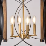 The Calla Cube Pendant is designed in a classic lantern form, an open steel frame structure blends style and simplicity, adding a sense of sophistication to your home. The steel rings house golden candlestick-style fixtures, resembling flickering flames and creating a cozy and romantic ambiance. Each candlestick is equipped with a light bulb(Not included), providing ample illumination and casting a warm and inviting glow throughout the space.The size is perfect. Is designed in a classic lantern form, an open steel frame structure blends style and simplicity and it creates a cozy ambience. Definitely the perfect piece to complete the new look of my entryway.