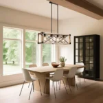 Full of modern farmhouse style, this Cuca Chandelier features a classic rectangular silhouette with 4 exposed lights(Not included) that will enhance the brightness of any room. It features not only exposed light bulbs, but a wooden rectangular frame with black metal lines crisscrossing the middle, giving it a farmhouse style yet an industrial aesthetic. We love to hang this farmhouse wheel chandelier in a living room, dining room, kitchen island, and entryway to enjoy a chic farmhouse look.