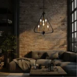 The combination of black and gold looks luxurious and noble. This chandelier is also the main recommendation of ins bloggers. The triangle Its shape makes it unique. If you also pay attention to home design, you definitely can’t miss this chandelier!This pendant lamp combines retro, industrial and modern styles of design. Make your house decoration look more elegant and fashionable.It has a total of 6 bulbs. The light bulbs are arranged in different ways to make the entire lamp look more layered.