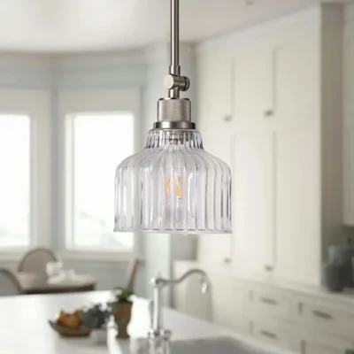 When it comes to overhead lighting, pendant lights are a fan favorite – and for good reason. They don’t take up prime real estate, they offer options for up and downlighting, they work well solo and in clusters, and they come in an endless amount of styles! Take this one-light pendant, for instance: a downward-facing clear glass dome shade gives this mini pendant a traditional look, perfect for any aesthetic and area of your home.This pendant light combines high-quality metal construction with adjustable angle functionality to provide a unique lighting experience.We wish it would be more than a hanging light but also an art decor.