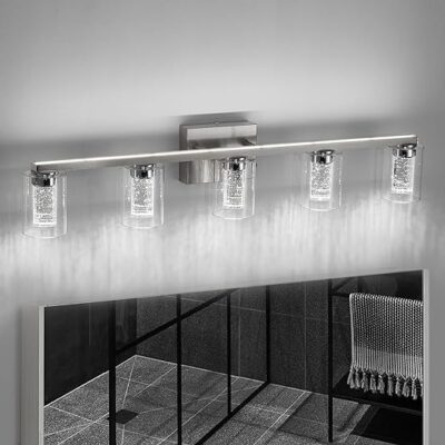 Modern Minimalist Style Wall Sconce,Wall Lights,Dimmable Wall Sconce,Crafted from metal with hand-blown glass shade, our versatile sconce makes a brilliant addition to an entry, hallway, or bathroom. Clean and simple shape glass shades fixed by painted bronze thumbscrews, matching the fixture for sleek precision. Budget-friendly set of two-wall sconces is a great lighting solution for your daily routine use.