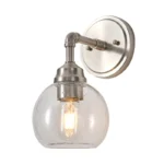 The transparent round glass lampshade and the minimalist line-shaped metal arm show a faint retro atmosphere. The round lampshade balances the toughness of the space and makes your room more warm and comfortable. The light bulb is displayed in a transparent sphere to further highlight the light bulb. The glass lampshade transmits light evenly and can provide better lighting. The standard E26 lamp holder is compatible with incandescent, LED, and CFL bulbs for easy replacement. Note: The bulb in the picture is not included in the package.