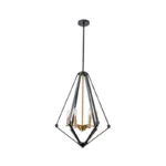 Diamond Epazo Pendant Light is a very American industrial style pendant light, the overall frame is made of black stainless steel with an openwork diamond frame, the center base is made of brass in the shape of a candelabra, and there are a total of six light sources to provide illumination, which is perfect for your minimalist home décor.