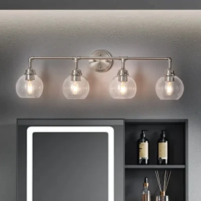 The transparent round glass lampshade and the minimalist line-shaped metal arm show a faint retro atmosphere. The round lampshade balances the toughness of the space and makes your room more warm and comfortable. The light bulb is displayed in a transparent sphere to further highlight the light bulb. The glass lampshade transmits light evenly and can provide better lighting. The standard E26 lamp holder is compatible with incandescent, LED, and CFL bulbs for easy replacement. Note: The bulb in the picture is not included in the package.