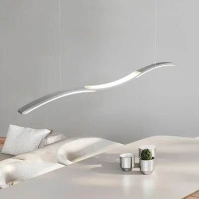 Cupid means beauty and happiness. The perfect arc symbolizes the wings of angels and Cupid’s bow of love. Eat and live under Cupid’s light and feel the beauty and happiness of love. This pendant light supports remote control or wall switch control, and provides three-tone lighting function. You can adjust the brightness of the light according to your needs. Cupid Wave Pendant Light is equipped with a 160cm long hanging wire, suitable for rooms with a floor height of 2.3-3.5m, and you can adjust it according to the floor height of your house.