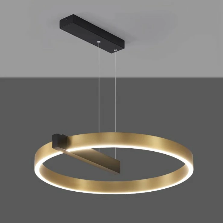 Round geometric modern luxury chandelier/pendant light for living room, study and bedroom. Height adjustable, LED light, light source is adjustable.