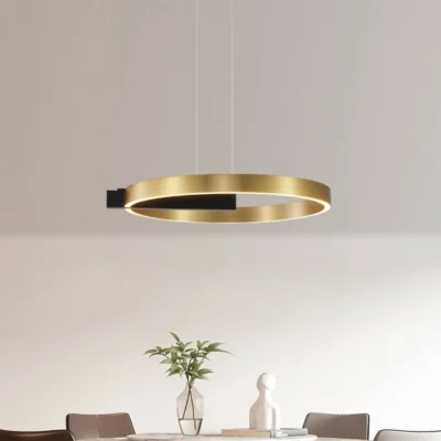 Round geometric modern luxury chandelier for living room, study and bedroom. Height adjustable, LED light, light source is adjustable.