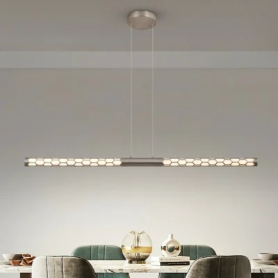 Clean lines and geometric patterns define this piece, offering a multifaceted display that complements any fashionable decor. It adopts a diffuse reflection anti-glare design, soft light diffuses the lighting space and is not dazzling when viewed directly, ensuring a soft, even distribution of light. It bathes any room in a cozy glow, transforming it into a haven of understated sophistication. More than just a light source, this pendant light is a testament to minimalistic luxury, enriching your cherished spaces with a touch of natural beauty and inviting luminescence.