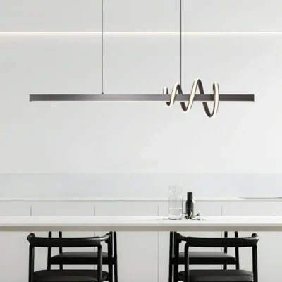 Modern minimalist chandelier/pendant light, long wavy chandelier/pendant light, bulb included, fixture height adjustable, led light source, free delivery fee, warm light, eye protection light fixture, anti blue light.