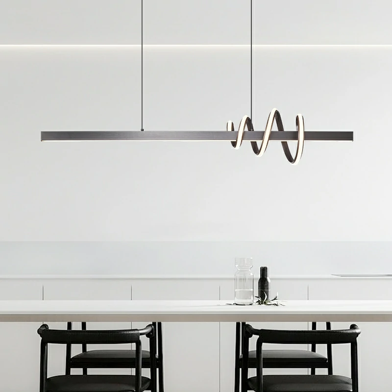 Modern minimalist chandelier/pendant light, long wavy chandelier/pendant light, bulb included, fixture height adjustable, led light source, free delivery fee, warm light, eye protection light fixture, anti blue light.