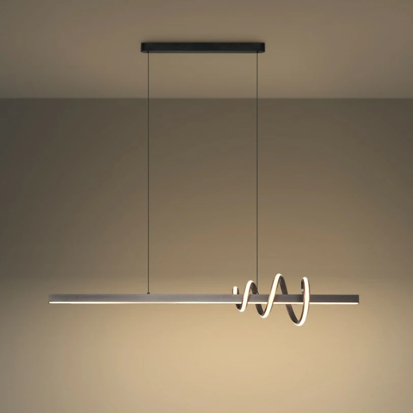 Modern minimalist chandelier/pendant light, long wavy chandelier/pendant light, bulb included, fixture height adjustable, led light source, free delivery fee, warm light, eye protection light fixture, anti blue light.