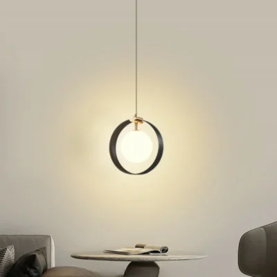 2024 Modern Minimalist Style Pendant Light, bulb included, fixture height adjustable, LED light source, free shipping, warm light, eye protection fixture, anti blue light. Round Pendant Light