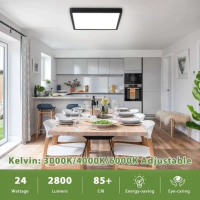 Illuminate your space with our 12 Inch 24W Square LED Flush Mount Ceiling Light Fixture.