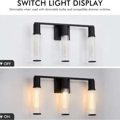 "Black Vanity Light" offers a sleek and modern lighting solution for your bathroom or vanity area.