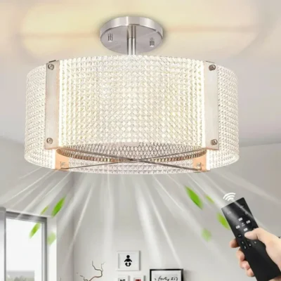 Ceiling fans with light not only provides refreshing fan function, but also has multiple light modes to adjust the light brightness and color temperature according to your needs to create the ideal atmosphere. Each crystal has been carefully selected for its sparkling appearance as if it were a diamond. With advanced technology, the diamond model crystal fan light is very quiet when running and will not disturb your rest or work. At the same time, you can use the remote control to easily adjust this recessed ceiling fan with light, 6 speeds, set 2 hours timer and wind direction reversal, fan or light can be turned on individually, to meet your different needs for wind power, wind direction, usage time and lighting anytime, anywhere!