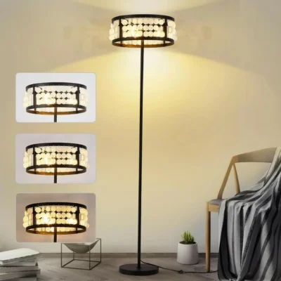 Recycled Shell Manufacturing - Protecting the earth and caring for resources is our mission, this Shell floor lamp is made of recycled shell material shade with black frame, which shows high class taste and fulfills the mission of environmental protection at the same time. We have this floor lamps with a height of 158cm and a cord length of 2 meters, this size is a very suitable height whether it is placed on the bedside as a reading lamp or on the side of the sofa as an ambient light!