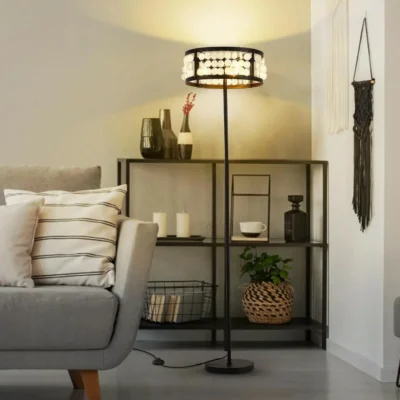Recycled Shell Manufacturing - Protecting the earth and caring for resources is our mission, this Shell floor lamp is made of recycled shell material shade with black frame, which shows high class taste and fulfills the mission of environmental protection at the same time. We have this floor lamps with a height of 158cm and a cord length of 2 meters, this size is a very suitable height whether it is placed on the bedside as a reading lamp or on the side of the sofa as an ambient light!