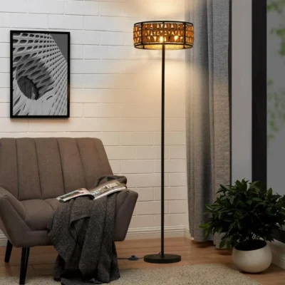 Farmhouse Floor Lamp for Any Home Décor: Add a touch of rustic charm to your living room or bedroom with this vintage-inspired floor lamp. Unique lampshade is made by high-quality rattan material, this lamp showcases an elegant and durable design. Perfect for illuminating your living space, this standing light serves as both a functional and decorative piece. Convenient foot switch and Easy assembly: Easily turn the lamp on or off with the foot switch, eliminating the need for bending down or reaching for a wall switch. With simple instructions and all necessary hardware included, setting up this floor lamp is a breeze.