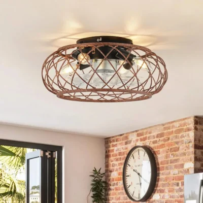 Introducing our sleek and modern Metal Flush Mount Ceiling Fan with Lights.