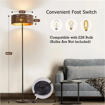 Experience the rustic allure of the Wood Farmhouse Floor Lamp, a seamless fusion of vintage charm and contemporary style.
