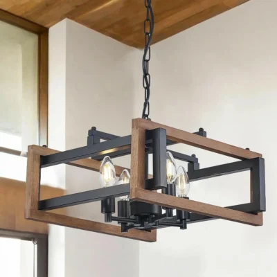 The chandelier is crafted from metal, the matte black main body strikes a classic American antique style, the arms are dotted with 4 candle arms lights. This foyer chandelier will perfectly fit the height of your ceiling, is equipped with an adjustable chain, which can adjust the height of 25-63 inches. Our modern chandelier can be installed on the flat, sloped, or vaulted ceiling.