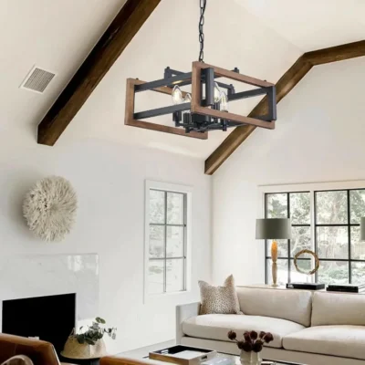 The chandelier is crafted from metal, the matte black main body strikes a classic American antique style, the arms are dotted with 4 candle arms lights. This foyer chandelier will perfectly fit the height of your ceiling, is equipped with an adjustable chain, which can adjust the height of 25-63 inches. Our modern chandelier can be installed on the flat, sloped, or vaulted ceiling.