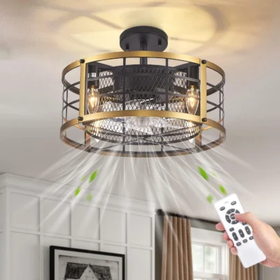 "Black and Gold Ceiling Fan with Lights" exudes timeless elegance and luxury. This sophisticated fixture combines the bold contrast of black and gold finishes, creating a stunning centerpiece for any room.