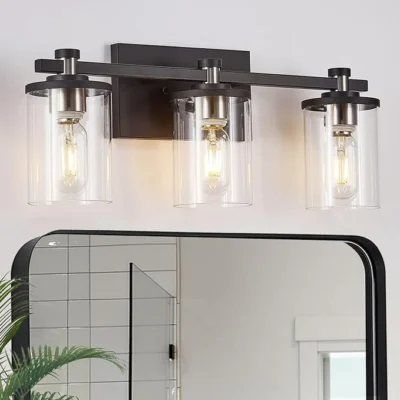 Enhance your bathroom with our sleek and modern Black and Nickel Bathroom Vanity Light. This stylish fixture features a blend of black and nickel finishes, adding a touch of sophistication to any space.