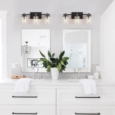 Enhance your bathroom with our sleek and modern Black and Nickel Bathroom Vanity Light. This stylish fixture features a blend of black and nickel finishes, adding a touch of sophistication to any space.