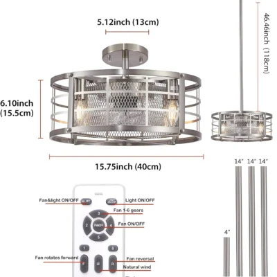 Caged Ceiling Fans with Lights" combine functionality and style, offering a modern twist to traditional ceiling fans.